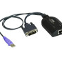 Aten | USB DVI virtuālās multivides KVM adapteris ar viedkaršu atbalstu | KA7166 | Savienojums: 1 x RJ-45 ligzda, Dators: 2 x USB Type A spraudnis, 1 x DVI-D spraudnis.