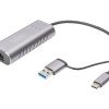 Digitus | USB Type-C Gigabit Ethernet Adapter 2.5G, USB-C + USB A (USB3.1/3.0) | DN-3028 | USB3.0/USB C 3.1 to 2.5G Ethernet Adapter