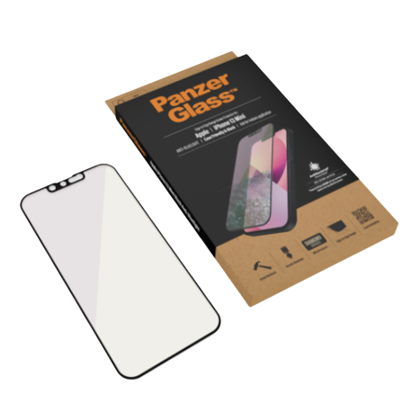 PanzerGlass | Ekrāna aizsargs | Apple | iPhone 13 Mini | Stikls | Melns | Pretzila gaisma; Antibakteriāls stikls; Aizsargā visu ekrānu; Kristāldzidrs; 100% skārienjūtīgs; Izturīgs pret skrāpējumiem; Maigs acīm; Triecienabsorbcija | Draudzīgs korpusam