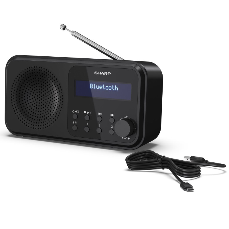 Sharp DR-P420(BK) Tokyo pārnēsājams digitālais radio, FM/DAB/DAB+, Bluetooth 5.0, USB vai bateriju darbināms, Midnight Black | Sharp | Tokyo Portable Digital Radio | DR-P420(BK) | Bluetooth | Midnight Black