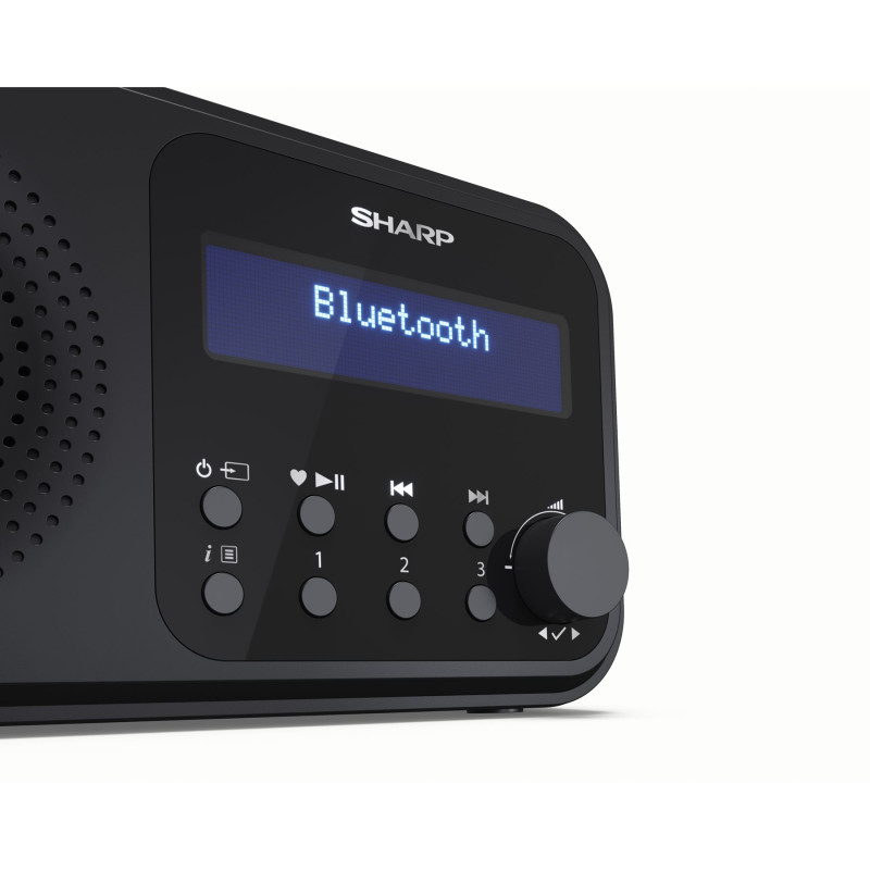 Sharp DR-P420(BK) Tokyo pārnēsājams digitālais radio, FM/DAB/DAB+, Bluetooth 5.0, USB vai bateriju darbināms, Midnight Black | Sharp | Tokyo Portable Digital Radio | DR-P420(BK) | Bluetooth | Midnight Black