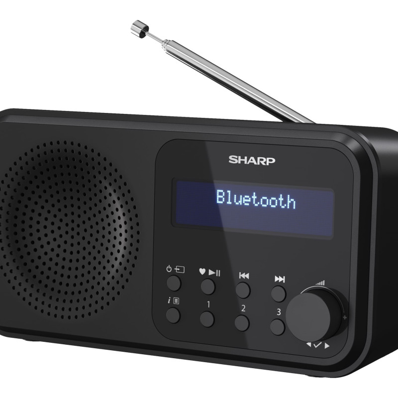 Sharp DR-P420(BK) Tokyo pārnēsājams digitālais radio, FM/DAB/DAB+, Bluetooth 5.0, USB vai bateriju darbināms, Midnight Black | Sharp | Tokyo Portable Digital Radio | DR-P420(BK) | Bluetooth | Midnight Black