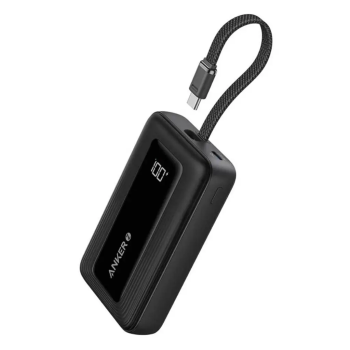 Anker power bank ar iebūvētu USB-C kabeli | A1688H11 | 10000 mAh | Melns