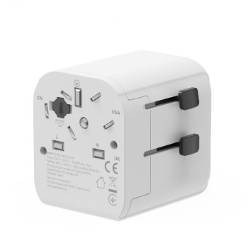 Gembird EU uz universālu ceļojumu strāvas adapteri, 12W | TPA-EU2A12-01-W | 5 V