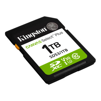 Kingston Canvas Select Plus | 1000 GB | SD | Flash atmiņa klase Class 10, UHS-I, U1/U3, Video Class 10/30