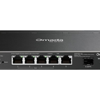 TP-Link SG2206MP Omada Access 6-portu Gigabit slēdzis ar 4 PoE+ portiem | TP-LINK