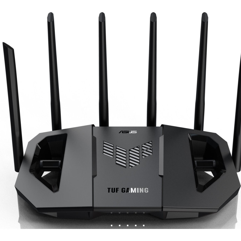 Asus | Divjoslu Wi‑Fi 7 paplašināms spēļu maršrutētājs | TUF Gaming BE6500 | 802.11be | 6500 Mbit/s | Ethernet LAN (RJ-45) porti 4 | Mesh atbalsts Jā | MU-MIMO Jā | Antenas tips Ārēja fiksēta | 1