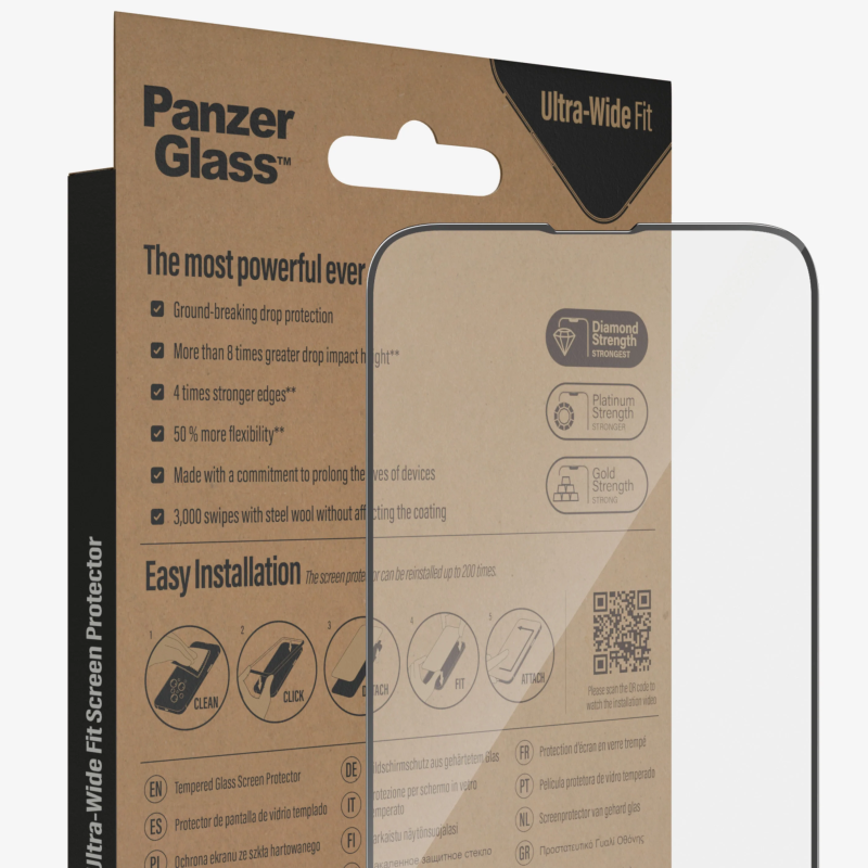 PanzerGlass | Ekrāna aizsargstikls | Apple | iPhone 14 Plus/13 Pro Max | Stikls | Caurspīdīgs | Ultra-Wide Fit; Viegla uzstādīšana; Pretpirkstu nospiedumušanai noturīgs