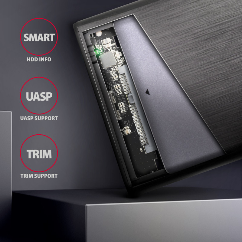 AXAGON Skrūvju brīva alumīnija USB 3.2 Gen 1 - SATA 6G ārējā kārba 2.5