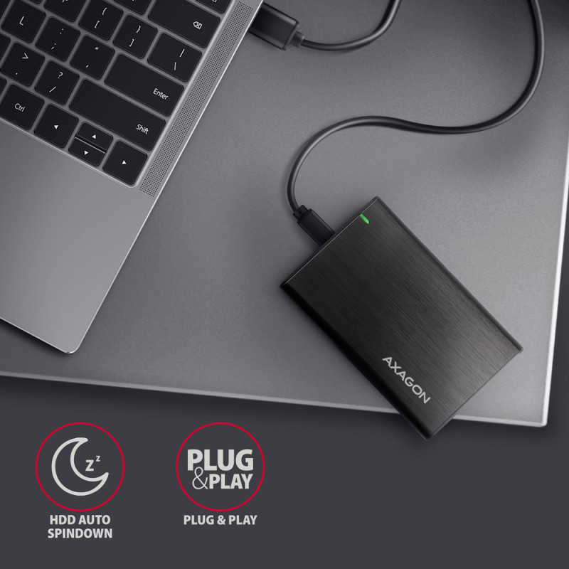 AXAGON Skrūvju brīva alumīnija USB 3.2 Gen 1 - SATA 6G ārējā kārba 2.5