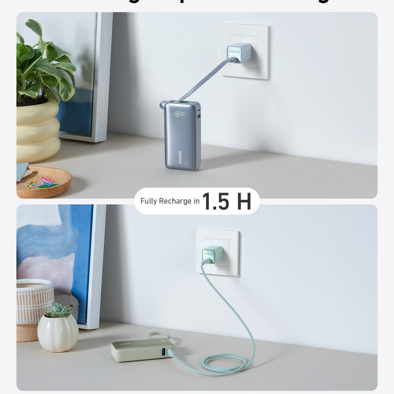 Anker 545 Nano barošanas banka | A1259G61 | 10000 mAh | Zaļa
