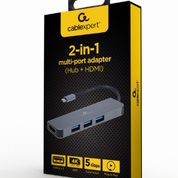 Cablexpert | USB Type‑C 2‑in‑1 daudzporta adapteris (Hub + HDMI) | A-CM-COMBO2-01 | USB Type‑C
