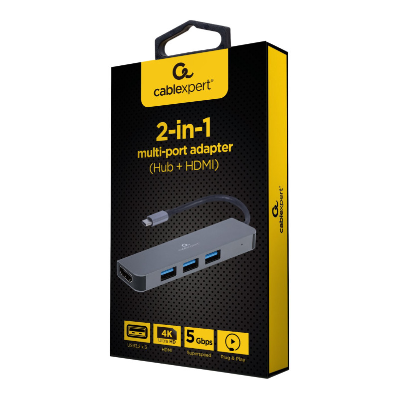 Cablexpert | USB Type‑C 2‑in‑1 daudzporta adapteris (Hub + HDMI) | A-CM-COMBO2-01 | USB Type‑C