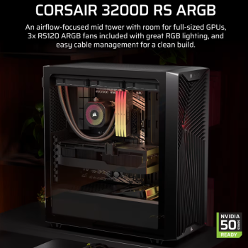 Corsair PC korpuss | 3200D RS | Melns | Mid-Tower