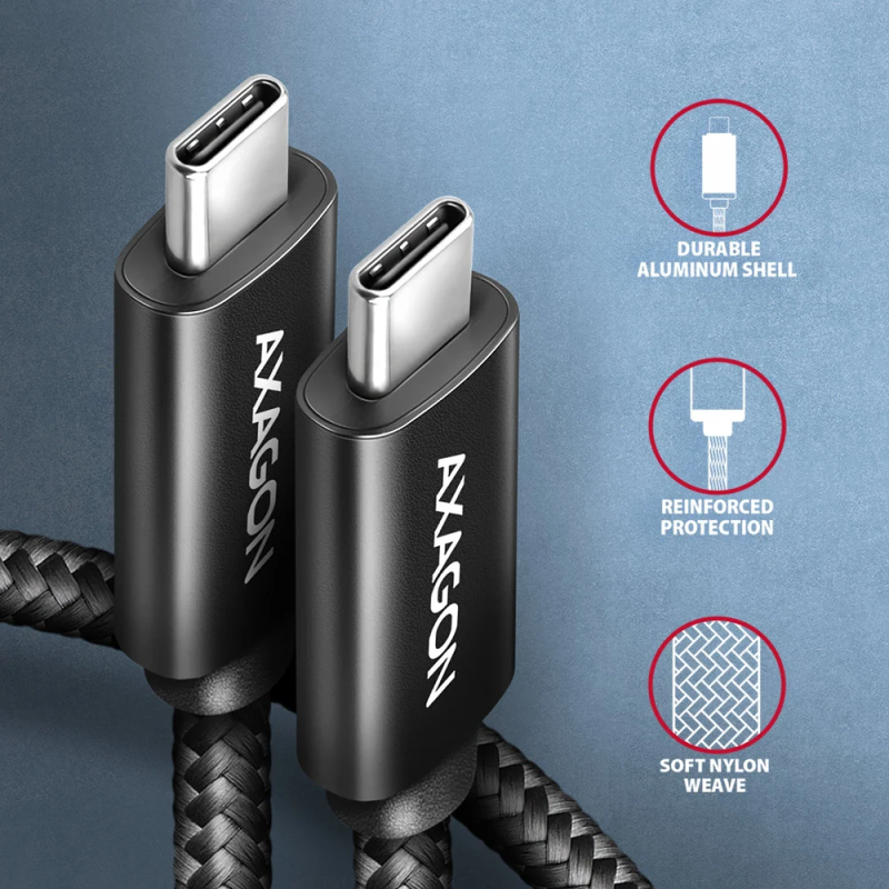 AXAGON | NewGEN+ USB-C to USB-C 4 Gen 3×2/240 W cable, 0.5 m | BUCM4X-CM05AB