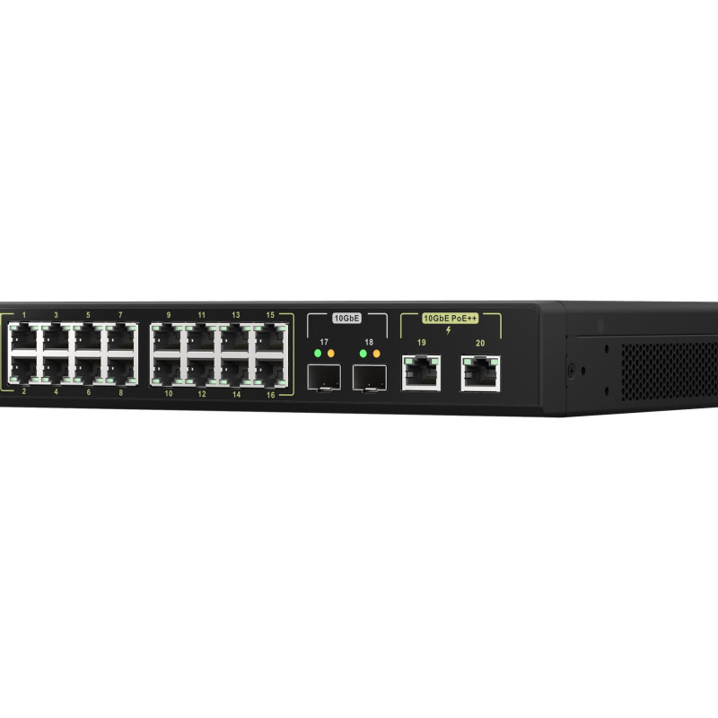 QNAP | 16 ports 2.5GbE RJ45 with PoE 802.3at (30W), 2 ports 10GbE SFP+, 2 ports 10GbE RJ45 with PoE 802.3bt (90W) | QSW-M2116P-2T2S | Web managed | Rackmountable | Power supply type Internal