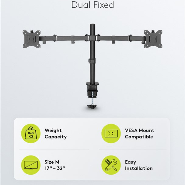 Goobay Dual Monitor Mount Flex | Grozāms, Slīdošs, Rotējošs | 17-32