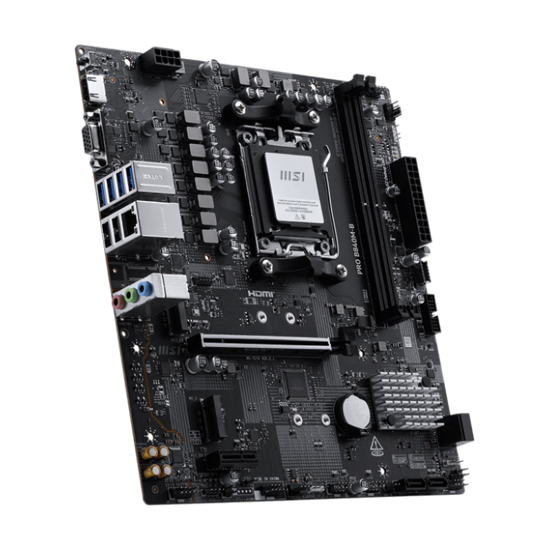 MSI PRO B840M-B | Processor family AMD | Processor socket AM5 | DDR5 | Supported hard disk drive interfaces SATA, M.2 | Number of SATA connectors 4