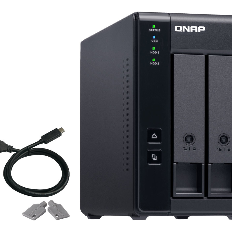 QNAP 2 Bay USB Type-C Direct Attached Storage with Hardware RAID | TR-002 | Micro | 6 GB | Black
