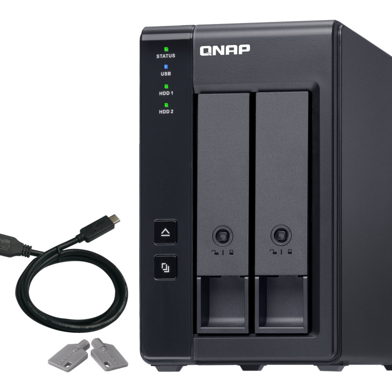 QNAP 2 Bay USB Type-C Direct Attached Storage with Hardware RAID | TR-002 | Micro | 6 GB | Black