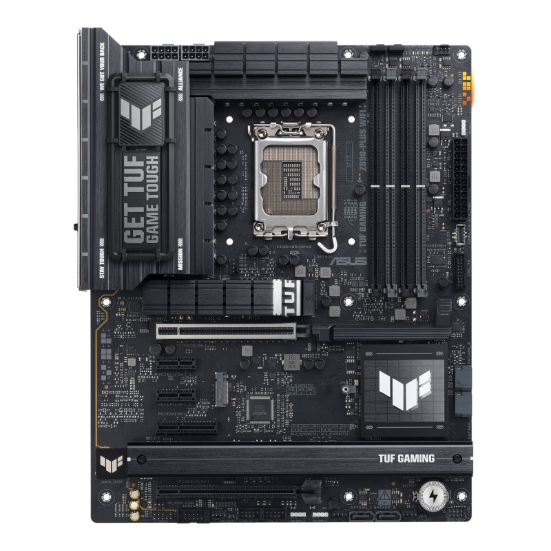 Asus TUF GAMING Z890-PLUS WIFI | Procesoru ģimene Intel | Procesora ligzda LGA1851 | DDR5 | Atbalstītie cietā diska interfeisi M.2, SATA | SATA savienotāju skaits 4