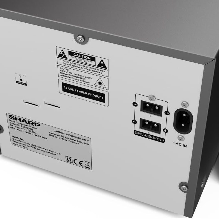 Sharp | Hi-Fi mikrosistēma | XL-B517D(BR) | Brūns | USB ports | AUX ieeja | Bluetooth | CD atskaņotājs | FM radio | Bezvadu savienojums