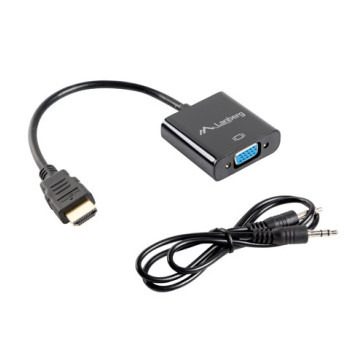 Lanberg HDMI uz VGA adapters ar 3,5 mm mini ligzdu | AD-0017-BK | 20 m