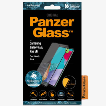 PanzerGlass | Samsung | Galaxy A52 | Melns/Caurspīdīgs | Ekrāna aizsargplēve pret pirkstu nospiedumiem