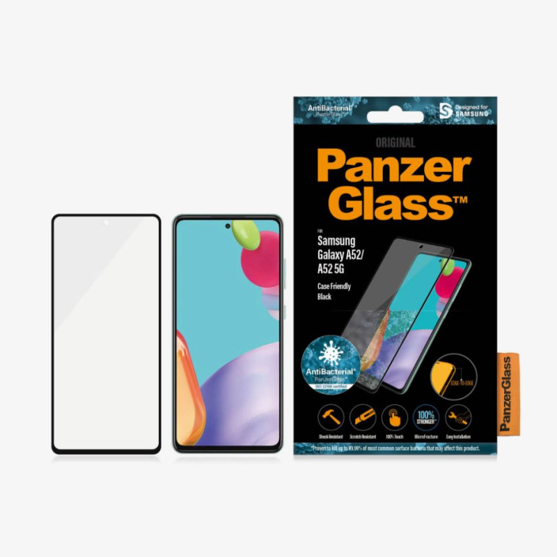 PanzerGlass | Samsung | Galaxy A52 | Black/Transparent | Antifingerprint screen protector