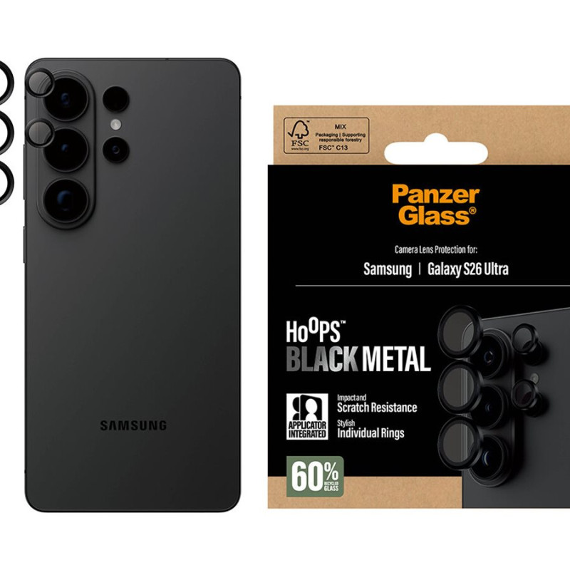 PanzerGlass Hoops kameras objektīva aizsargs melns Samsung New Galaxy S26 Ultra | PanzerGlass