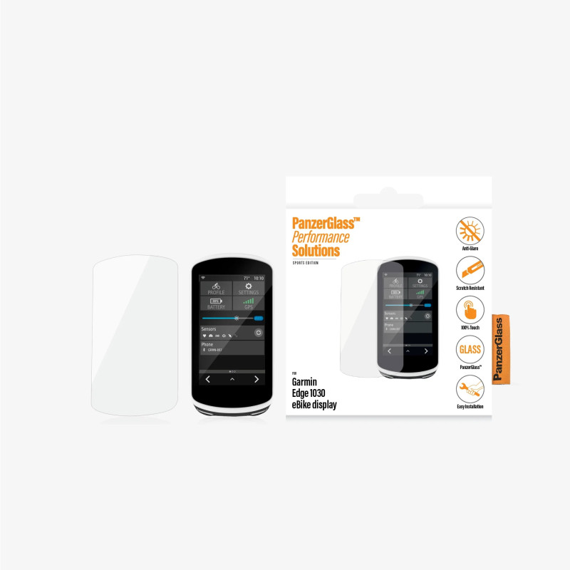 PanzerGlass | Ekrāna aizsargstikls | Garmin | priekš Garmin Edge 1030, Edge 1040 | Stikls (sablīvējts) | Caurspīdīgs | Ūdensizturīgs; Mitruma aizsardzība; Triecienizturīgs; Skrāpējumiem izturīgs; Anti-glare stikls; Pilna skāriena funkcija; Pirkstu nospiedumu izturīgs; Viegli pieliekams | Anti-glare