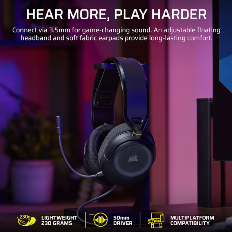 Corsair Gaming Headset | HS35 v3 | Wired | Microphone | Carbon