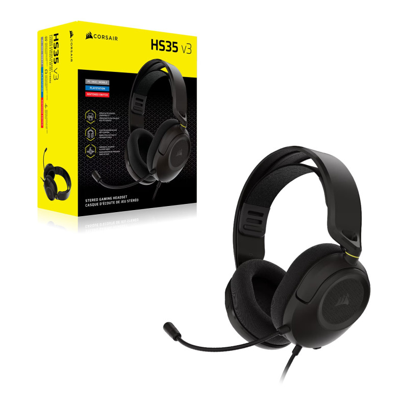 Corsair Gaming Headset | HS35 v3 | Wired | Microphone | Carbon