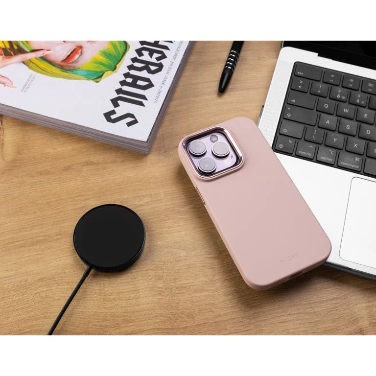 Fixed | MagFlow | Aizmugures vāciņš | Apple | iPhone 15 | Šķidrais silikons | Rozā