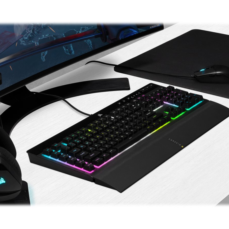 Corsair | Rubber Dome | Spēļu klaviatūra | K55 RGB PRO XT | Spēļu klaviatūra | Ar vadu | RGB LED apgaismojums | US | Melna