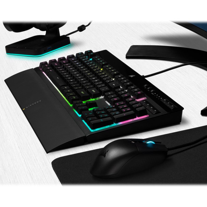 Corsair | Rubber Dome | Spēļu klaviatūra | K55 RGB PRO XT | Spēļu klaviatūra | Ar vadu | RGB LED apgaismojums | US | Melna