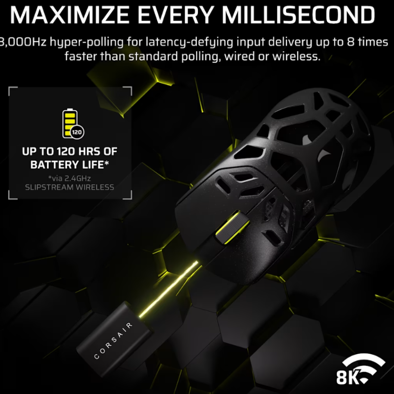 Corsair SABRE V2 PRO | Gaming Mouse | Wireless/Wired | 2.4GHz, Bluetooth, USB-C | Black