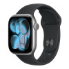 Apple Watch Series 11 GPS + Cellular 42mm Space Grey alumīnija korpuss ar melnu sporta siksnu - S/M | Apple