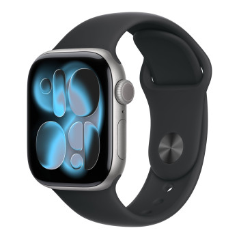 Apple Watch Series 11 GPS + Cellular 42mm Space Grey alumīnija korpuss ar melnu sporta siksnu - S/M | Apple