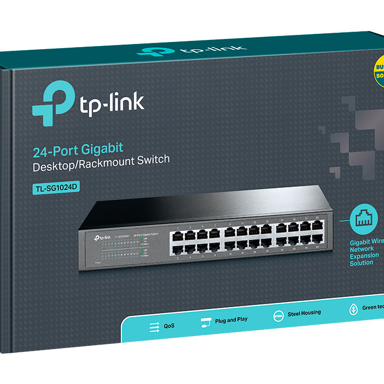 TP-LINK | Switch | TL-SG1024D | Nepārvaldāms | Galda/Rack uzstādāms | Gigabit Ethernet (vara) portu skaits 24 | 36 mēneši