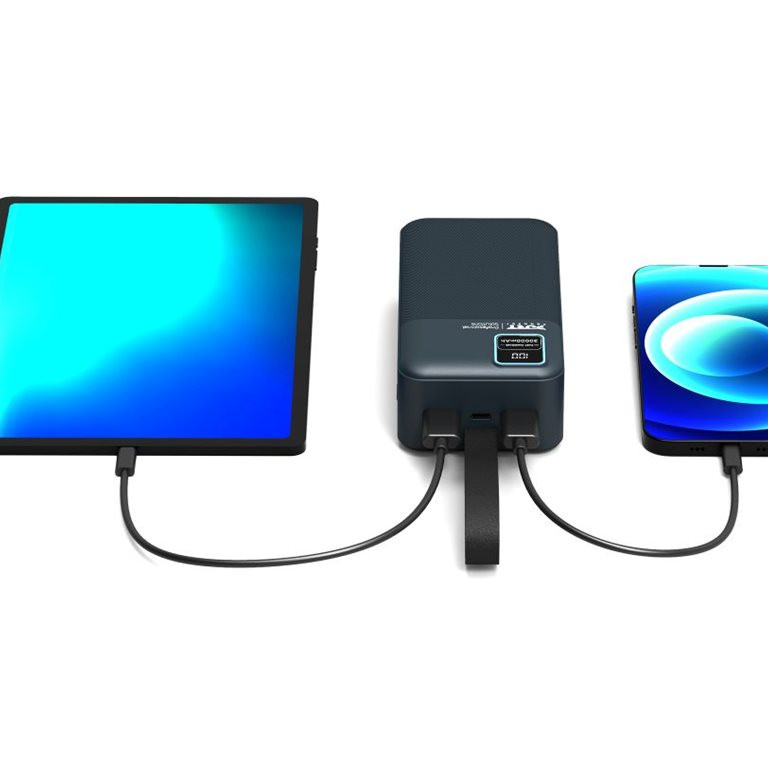 PORT CONNECT External USB-C battery integrated lamp | 30000 mAh | Blue