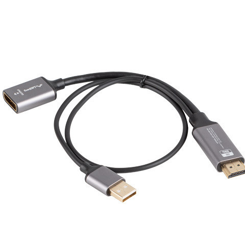 Lanberg HDMI spraudnis (M) uz DisplayPort ligzda (F) adapteris 4K uz kabeļa 20 cm, sudraba | AD-HD-DP-02