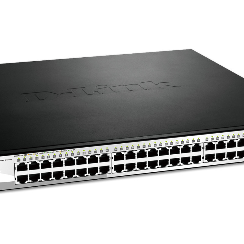 D-Link | Switch | DGS-1210-52MP | Web pārvaldība | Ierīkojams iebūvēšanai statīvā | Gigabit Ethernet (vara) porti 48 | SFP porti 4 | Power over Ethernet (PoE) porti 40 | PoE/PoE+ porti 8 | Barošanas avots: vienots | 24 mēneši