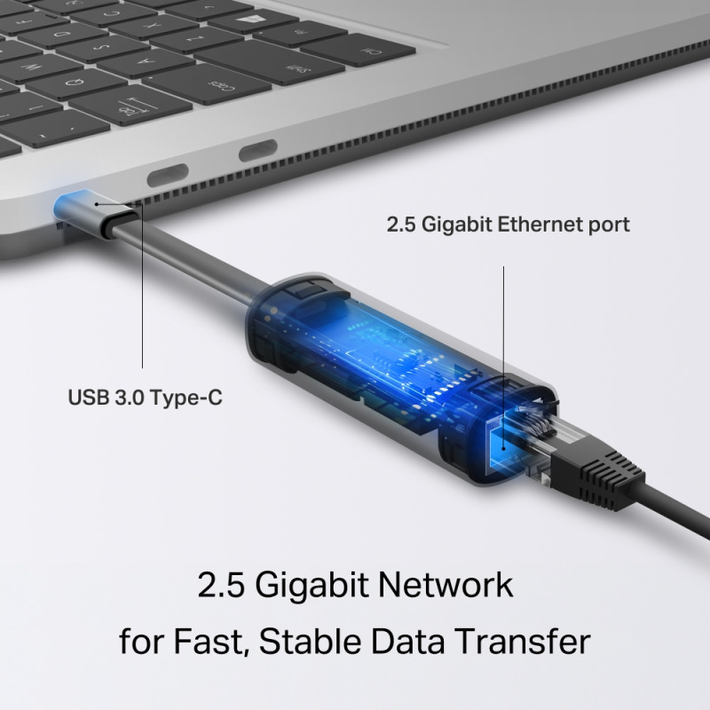 TP-LINK USB Type-C uz 2,5 Gigabitu Ethernet tīkla adapteri | UE310C | Ethernet LAN (RJ-45) porti 1 | MU-MIMO Nē | bez PoE