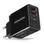 AXAGON Dual sienas lādētājs 240V/2x USB ports QC3.0/AFC/FCP un 5V-1.2A, 24W | ACU-QS24