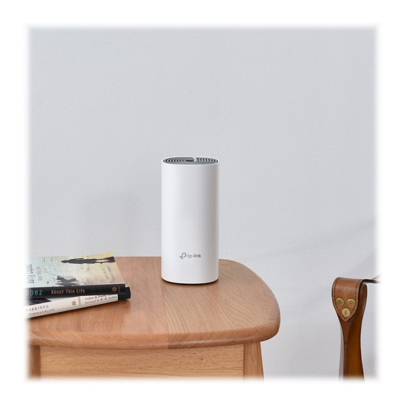 TP-LINK | Whole Home Mesh Wi-Fi System | Deco E4 (3-pack) | 802.11ac | 867+300 Mbit/s | 10/100 Mbit/s | Ethernet LAN (RJ-45) porti 2 | Mesh atbalsts Jā | MU-MIMO Nē | Nav mobila platjosla | Antenas tips 2xIekšējā