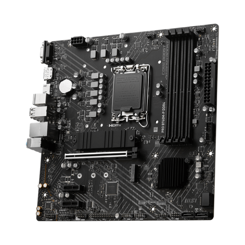 MSI | PRO B760M-P DDR4 | Procesoru ģimene Intel | Procesora ligzda LGA1700 | DDR4 DIMM | Atmiņas sloti 4 | Atbalstītie cietā diska interfeisi SATA, M.2 | SATA savienotāji 4 | Čipsets Intel B760 | mATX