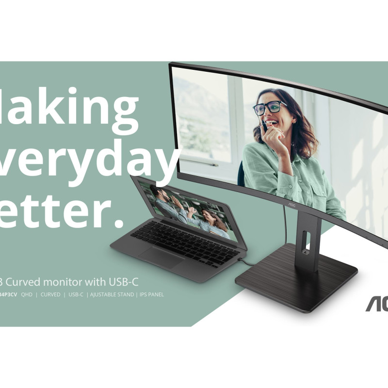 AOC | CU34P3CV | 34 " | VA | 21:9 | 100 Hz | 4 ms | 3440 x 1440 pixels | HDMI ports quantity 1