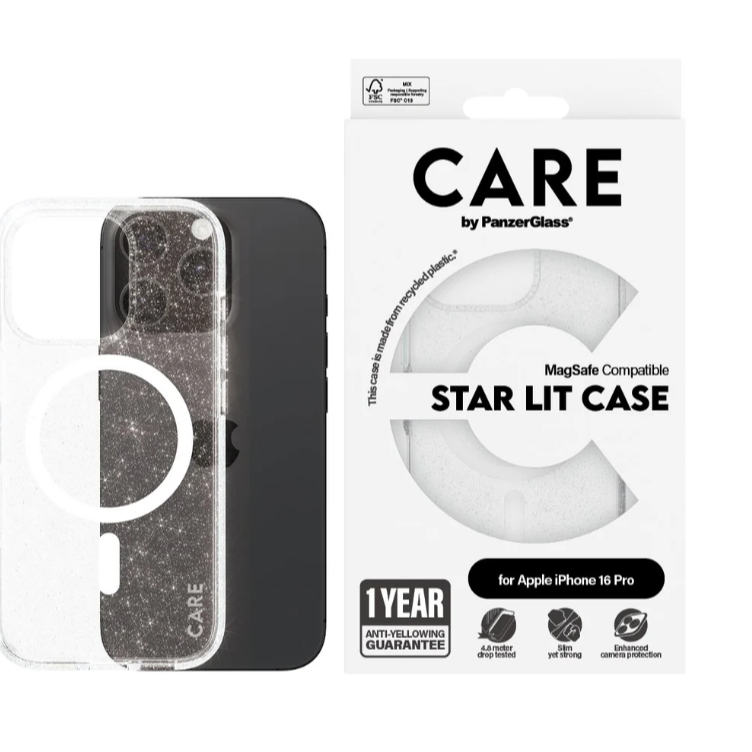 CARE Flagship Case | Aizmugures vāks | Apple | iPhone 16 Pro | Pārstrādāta plastmasa | Balts | Urban Combat Star Lit ar MagSafe