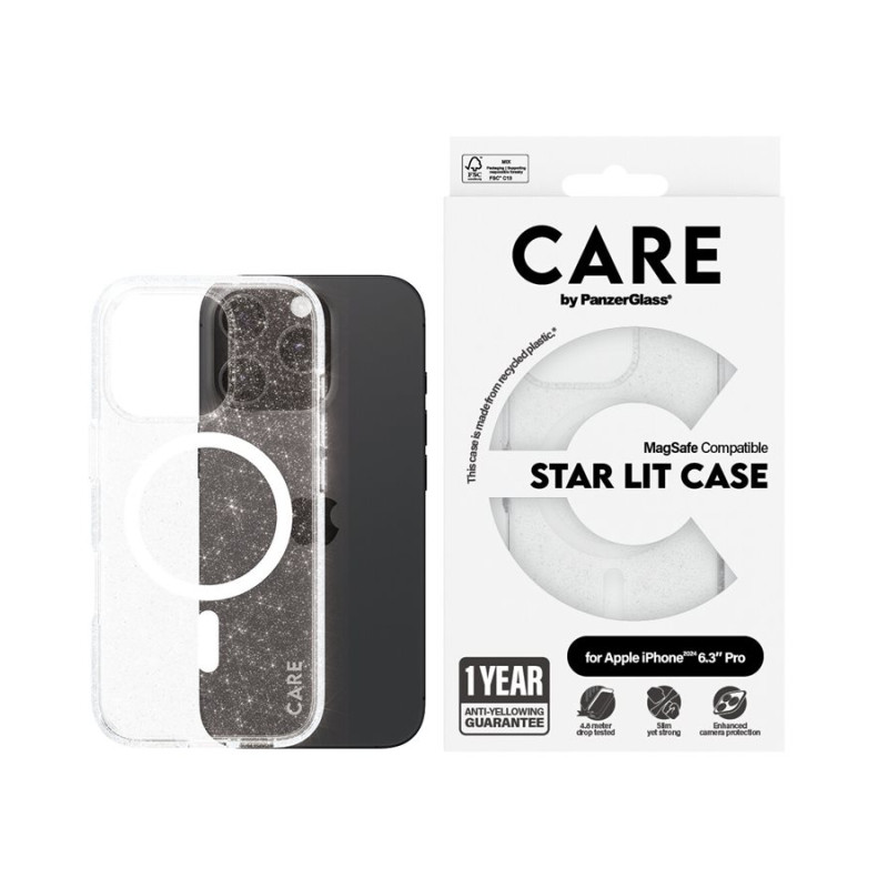 CARE Flagship Case | Aizmugures vāks | Apple | iPhone 16 Pro | Pārstrādāta plastmasa | Balts | Urban Combat Star Lit ar MagSafe